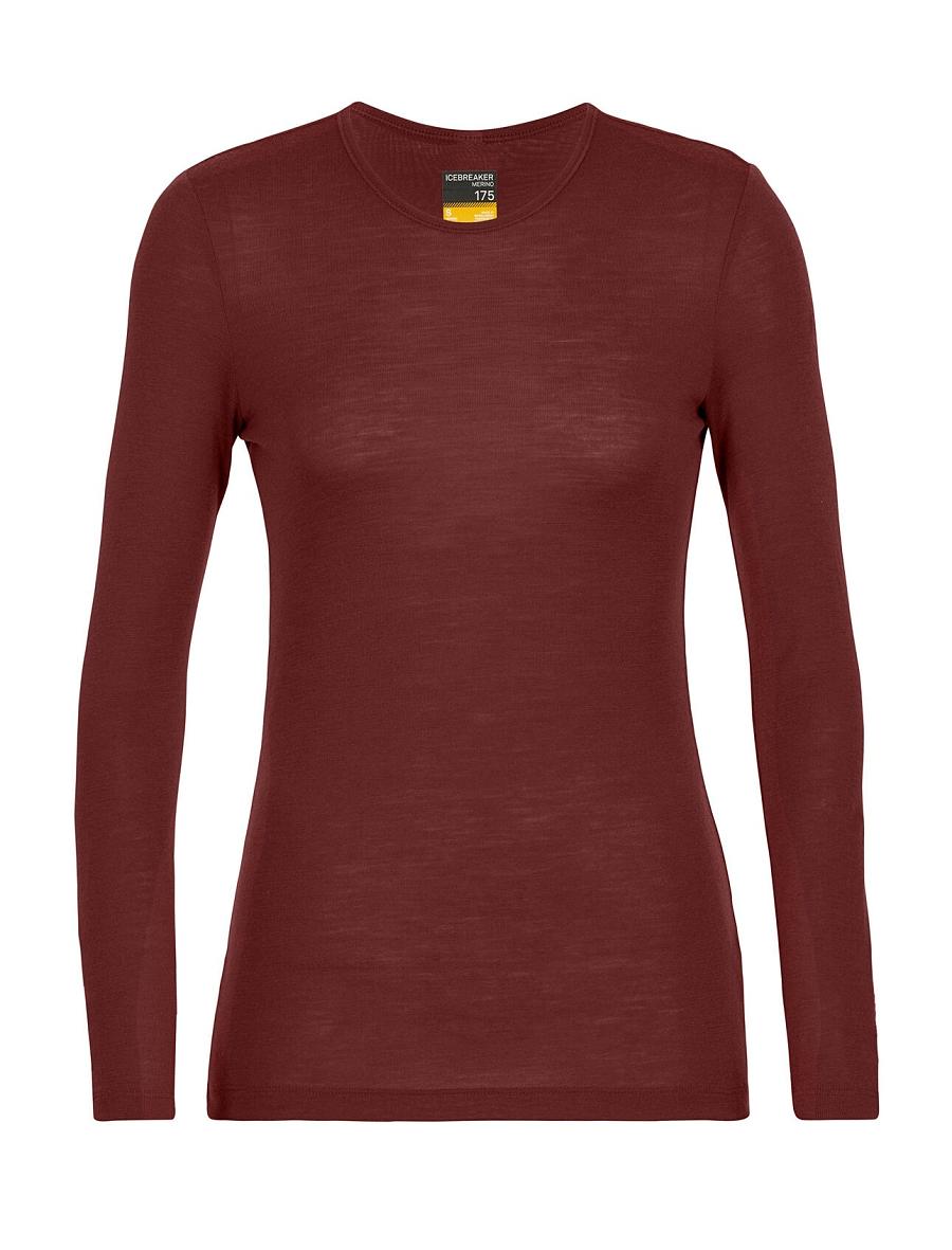 Women's Icebreaker Merino 175 Everyday Long Sleeve Crewe Thermal Top Base Layers Espresso | CA 1037LISH